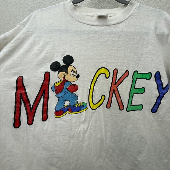 VTG Ritz Mickey Mouse Single Stitch White Graphic Short Sleeve Shirt Mens Large - Picture 2 of 6